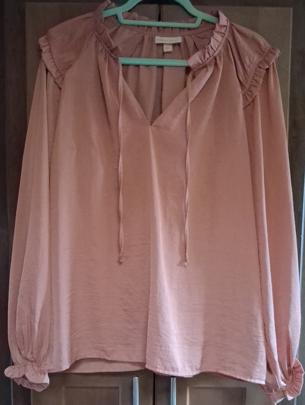 Knox Rose Blush Pink Ruffle Tie-Neck Blouse
